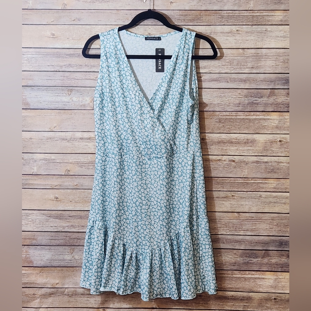 NWT Teal Patterned Midi Dress